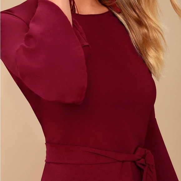 Lulus Last Love Song Tie-Waist Dress in Burgundy Size Small - Picture 2 of 8